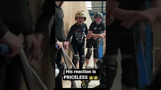 10 Y/O boy absolutely nails a double back flip on his scooter.. (His reaction is wholesome) #shorts