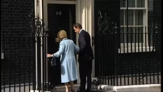 David Cameron welcomes Lady Thatcher to Downing Street