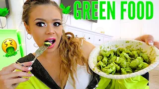 I only ate GREEN food for 24 HOURS Challenge! | Krazyrayray
