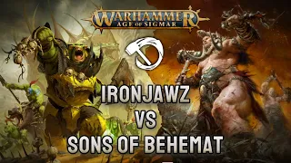 Sons of Behemat vs Ironjawz Warhammer Age of Sigmar Battle Report 3.3: Brodd vs Gordrak!