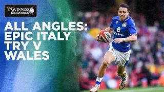 All Angles: Capuozzo and Padovani Combine For Epic Italy Try In Cardiff | 2022 Guinness Six Nations