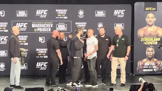 Islam makhachev vs Dustin Poirier press conference and face off