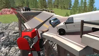 Collapsing Bridge Pileup Crashes 10 | BeamNG.drive