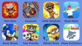 Talking Tom Hero Dash,Hunter Assassin,Little Singham,Stunt Rails,Sonic Boom,My Talking Tom Friends