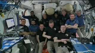 Private Ax-2 crew's space station welcome ceremony - 600th astronaut gets wings!