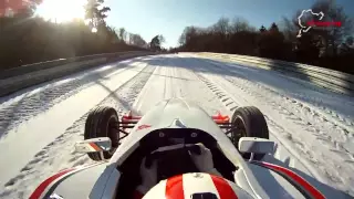 Single seater driven around Nurburgring Nordschleife in the snow!