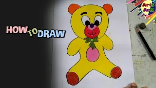 How to draw a Teddy Bear | Easy Teddy Bear like Mr. Bean Drawing with oil pastel for beginners