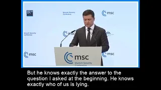 Volodymyr Zelensky Speech at the Munich Security Conference Feb 19 2022 - with English Subtitles