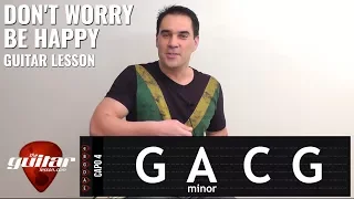 Don't Worry Be Happy guitar lesson with & without capo | Bobby McFerrin