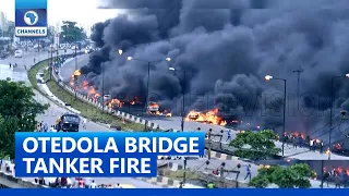 Lagos Fire: Fuel Laden Tanker Explodes On Otedola Bridge