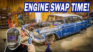 Barn Find 1958 Plymouth - Installing the New V8 Power!