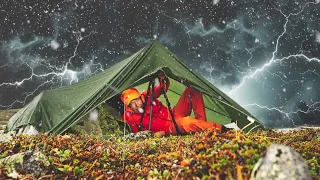 Caught in Thunderstorm, Heavy Rain, Hail & Lightning #2 Tarp Shelter Storm Survival Camping