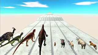 Animal vs. dinosaur speed race. Long straight course! | Animal Revolt Battle Simulator