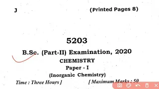 BSC Second Year Chemistry 1st Paper [Inorganic Chemistry] 2020 related to RML Awadh University ayodh