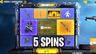 5 SPINS ON MOONLIT DAGGER DRAW FOR SPARROWHAWK AND SKS LUMINARY CODM SEASON 7