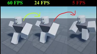 60fps vs 24 fps vs 5 fps comparison | roblox animation