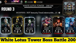 White Lotus Tower Bosses Battle 200 Fight + A Diamond Reward MK Mobile