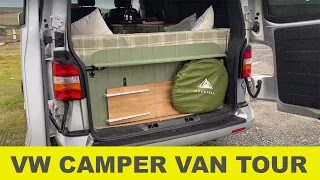 VW T5 camper van conversion and build tour, VW T5 camper van interior design ideas