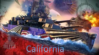 World of Warships Blitz California - prezentacja okrętu (world record 152k)