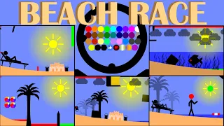 35 Marble Race EP. 13 : Beach Race (in Algodoo) | RED HUY