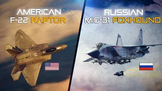 American F-22 Raptor Vs Russian Mig-31 Foxhound | Digital Combat Simulator | DCS |