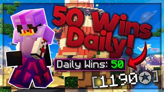 Getting 50 Solo Bedwars Wins in a Day (Hypixel Solo Bedwars)
