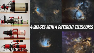 4 photos taken with 4 different telescopes - Astrophotography at 250mm - 1422mm focal length