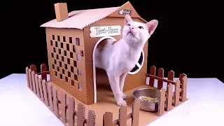 How To Make Amazing Cat House From Cardboard - Pet [ Mr H2 ]