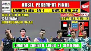 JONATAN CHRISTIE MENANG ~ Hasil 8 Besar Badminton Asia 2024 Hari Ini ~ JORJI & HOKBAY Kalah