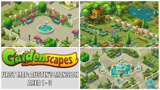 Gardenscapes: New Acres Gameplay Part 1 - Restoring Area 1-3 (The Garden/Treehouse/The Fountain)