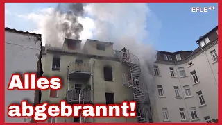 🔥WOHNUNGSBRAND artet aus⚠️komplettes Haus ABGEBRANNT🔥Großeinsatz in Leipzig🚒MANV🚑