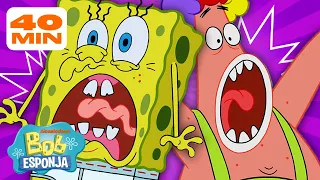 Bob Esponja | Todas las ocasiones que Bob Esponja y Patricio se asustan 😰 | 40 minutos