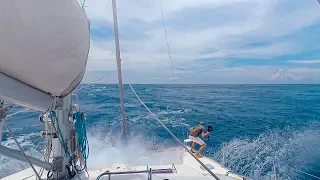 HANG ON!!!  Sharks, Dolphins & BIG Waves || Sailing Rangiroa Tuamotu, French Polynesia