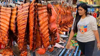 Best Cambodian street food | Tasty Delicious Roasted Duck, Fish, Pork ribs in Phnom Penh Market