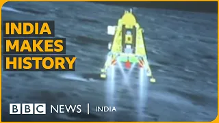 Chandrayaan-3 makes historic landing near Moon's south pole | BBC News India