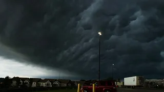 Morning severe thunderstorms, under shelf cloud, and heavy downpour - Maryville, MO, 7/12/2023