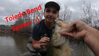 Early Spring  Bass Fishing on Toledo Bend! Time for that Spawn! Eli lands a couple BIGS at the end!