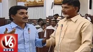 CM Chandrababu Naidu And YS Jagan Fight  || AP Assembly || V6 News