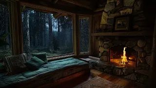 Cozy Place for Relax, Sleeping and Meditation with The Sounds of Rain and Cozy Fireplaace