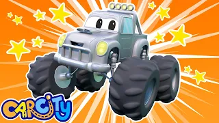 MONSTER TRUCK ROBOT destroys the streets while performing stunts! | Learn to play safe