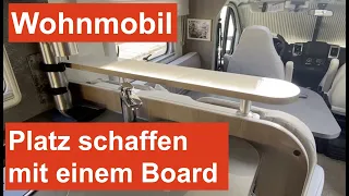 Platz da! Das Camperboard z. Nachrüsten im Bürstner Lyseo. Endlich Arbeitsfläche für die Zubereitung