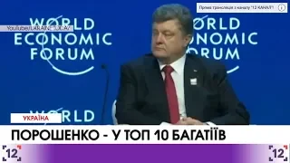 Президент України Петро Порошенко потрапив до списку 10-ти найбагатших учасників форуму в Давосі