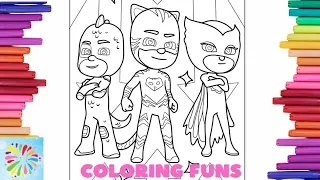 Coloring Owlette Gekko & Catboy Standing With Arms Crossed | PJ Masks Coloring Pages | Coloring Funs