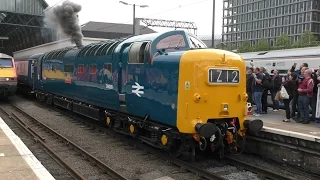 D9009 'Alycidon' and 68022 ECS, start up + departure (1Z12) at King's Cross 6/5/17