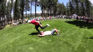 AJ HAWK TACKLES FAN