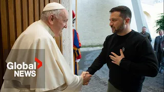 Ukraine’s Zelenskyy meets Pope Francis on visit to Italy