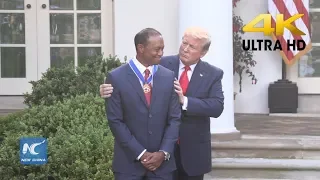 Trump awards Tiger Woods Presidential Medal of Freedom at the White House | 4K Ultra HD