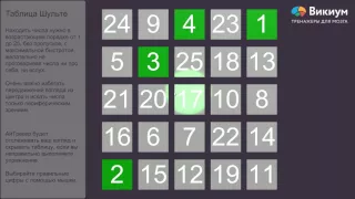 Тренажер "Таблицы Шульте" с ай-трекингом