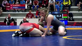 1/2 WW - 76 kg: L. SCHNEIDER (GER) v. K. DZIBUK (BLR)