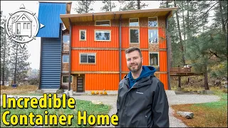 He built a 3-story container home out of 5 X 40ft containers